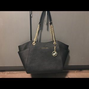 Michael Kors jet set large chain tote black